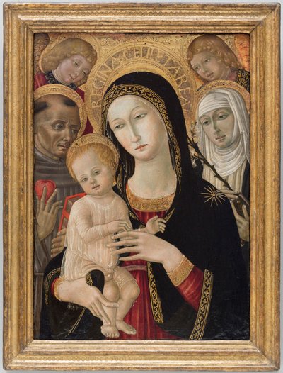 Madona e Menino com Santa Catarina de Siena, Santo António de Pádua e Anjos de Matteo di Giovanni