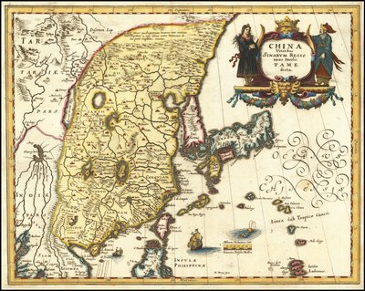 Mapa de 1636 da China, Japão e Coreia de Matthäus Merian de Matthaus Merian