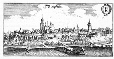 Bietigheim - excerto da Topographia Sueviae (Schwaben) de Matthaus Merian