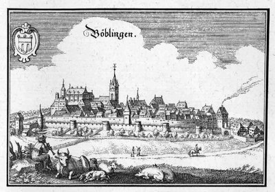 Böblingen - extrato de Topographia Sueviae (Suábia) de Matthaus Merian