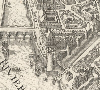 Hôtel de Nevers no plano de Merian de 1615 de Paris - David Rumsey de Matthaus Merian