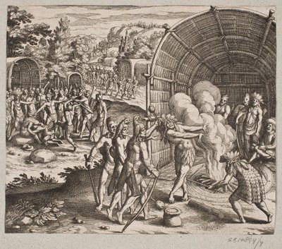 Na residência do Rei Pamuke eles começaram esta cerimônia de Matthäus Merian d.Æ.