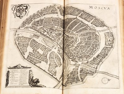 Mapa de Moscou. De: Newe Archontologia cosmica por Johann Ludwig Gottfried, 1646. de Matthaus the Elder Merian