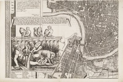 Mapa de Roma. Parte inferior esquerda de Matthaus Greuter