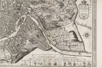 Mapa de Roma. Parte inferior direita de Matthaus Greuter