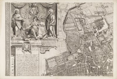 Mapa de Roma. Parte superior esquerda de Matthaus Greuter