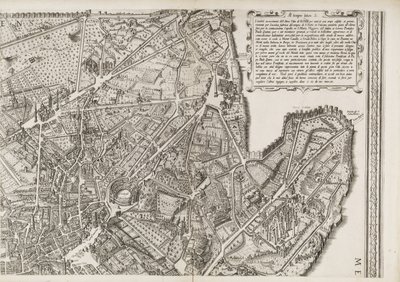 Mapa de Roma, parte superior direita de Matthaus Greuter