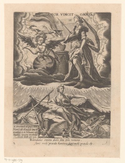 Triunfo do amor
Amor vincit omnia (título sobre o objecto)
Seis triunfos de Petrarca (título da série) de Matthaus Greuter