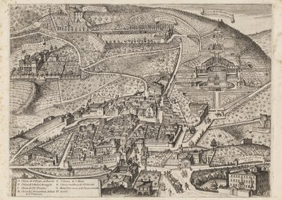 Vista de Frascati e arredores de Matthaus Greuter