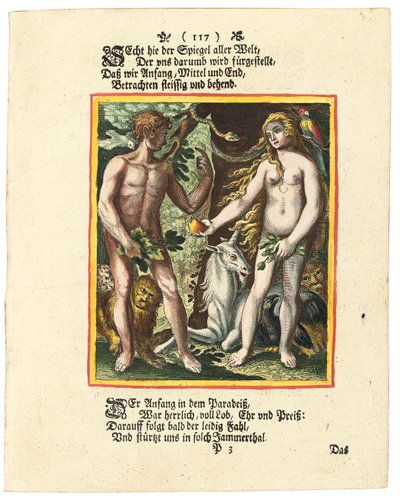 Adão e Eva, c.1700-1725 de Matthaus Merian