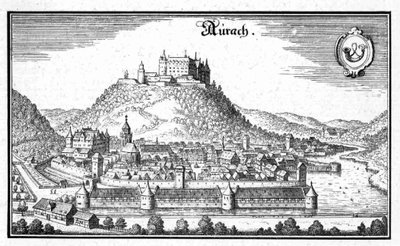 Aurach - excerto da Topographia Sueviae (Schwaben) de Matthaus Merian