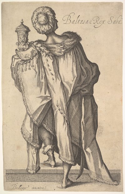 Balthasar, depois da figura em A Adoração dos Reis Magos de Jacques Bellange, ca. 1610-50. de Matthaus Merian