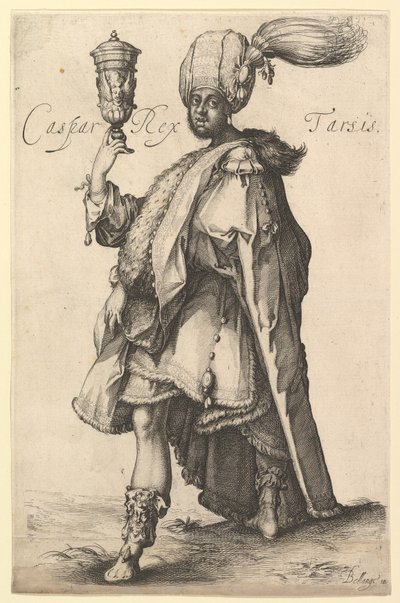 Caspar, depois da série Três Reis Magos de Jacques Bellange, ca. 1615 de Matthaus Merian
