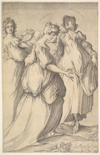 Três figuras femininas halo, ca. 1610-50. de Matthaus Merian