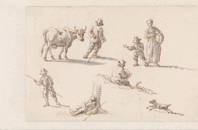Enéas e Dido refugiam-se numa caverna
Desenhos para pinturas com episódios de The Aeneas (título da série) de Mattheus Terwesten