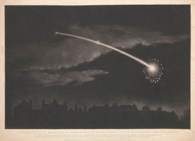 Uma representação do meteoro visto em Paddington cerca de 12 minutos antes das 11 horas, na noite de 11 de fevereiro de 1850 de Matthew Cotes Wyatt