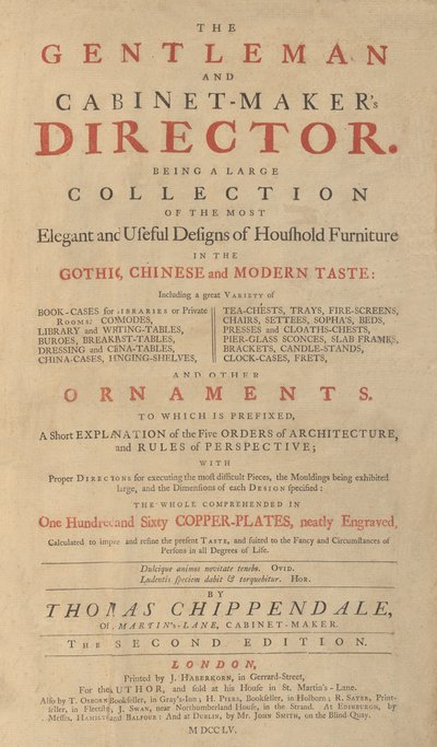 Diretor de cavalheiro e marceneiro, 1755 de Matthew Darly