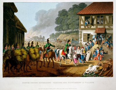 "French Troops Retreating Through and Plundering a Village", 1816 de Matthew Dubourg