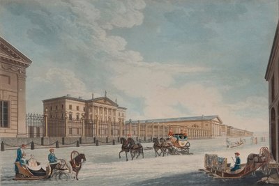 Vista do Banco Imperial e das lojas em São Petersburgo, 1815 de Matthew Dubourg