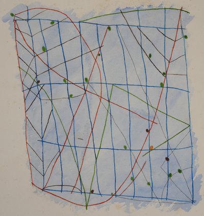 gráfico de paus 2, 2014 (lápis de cor aquarela) de Matthew Hilton