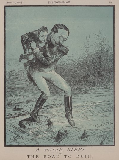 Um Passo Falso! ou, A Estrada para a Ruína (cor litho) de Matthew