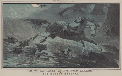 Mais uma vez, Ele Insta na Sua Carreira Selvagem! ou, A Mazeppa Moderna (cor litho) de Matthew