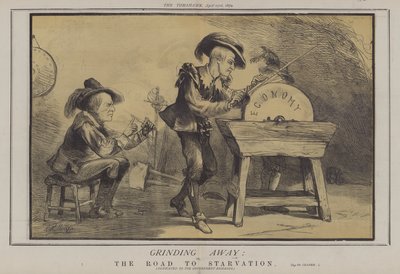 Grinding Away; ou, The Road to Starvation (cor litho) de Matthew