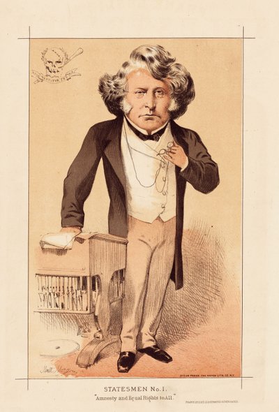 Estadista nº 1, Amnistia e Igualdade de Direitos para Todos, pub. 1871 (cor litho) de Matthew