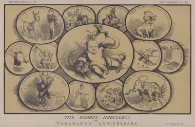 O Hércules Moderno! ou, Aniversário do Tomahawk (cor litho) de Matthew