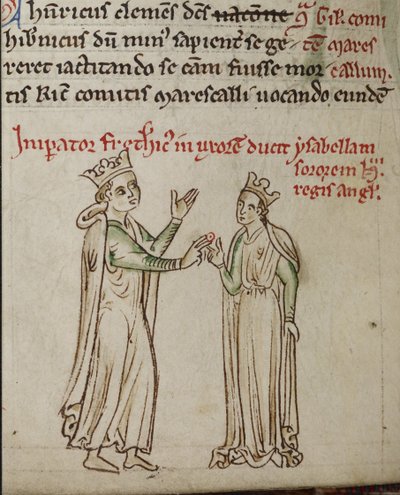Frederick 2 e Isabel de Inglaterra da História da Inglaterra maior Chronicle de Matthew Paris
