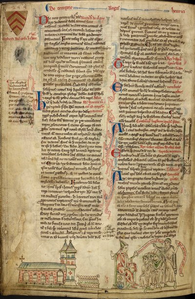 Real 14C VII, f.138v Abadia de Westminster e Santuário de São Eduardo; à direita, Papa Inocêncio IV no Concílio de Lião, ilustração de 
