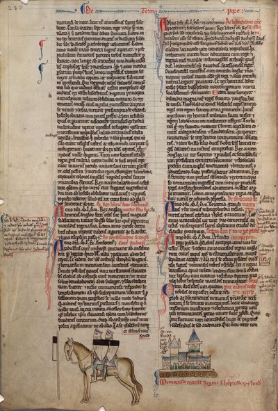 Dois Templários em um cavalo De Chronica maiora I por Matthew Paris, século XIII de Matthew Paris