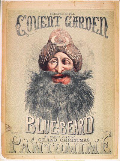 Cartaz para uma pantomima de Natal de &39;Barba Azul&39; produzida por Henry J. Byron no Theatre Royal, Covent Garden, c.1860 de Matthew Somerville Morgan