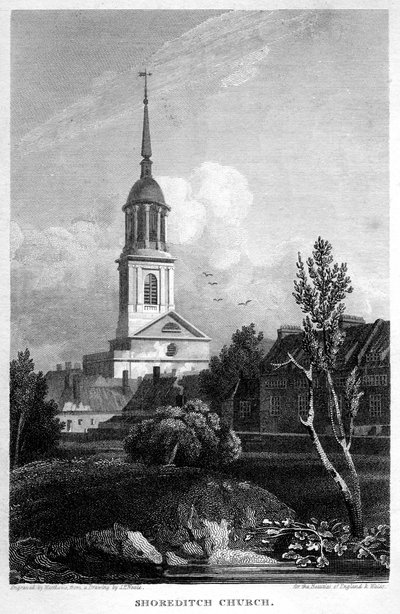 Shoreditch Church, Londres, 1815. de Matthews