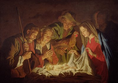 Adoração dos Pastores (óleo sobre tela) de Matthias (c.1600 p.1650) Stomer