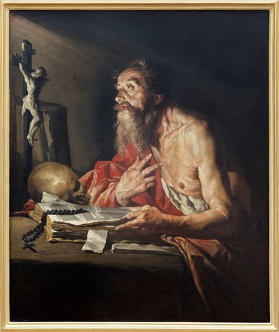 São Jerônimo, Pintura a óleo sobre tela por Mathias Stomer (Matthias Stom) (1600-após 1650) - Fotografia, KIM Youngtae, Nantes, Museu de Belas Artes de Nantes de Matthias (c.1600 p.1650) Stomer