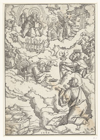 Neerlandês: Visão de João Evangelista com Deus entronizado e os vinte e quatro anciãos de Matthias Gerung