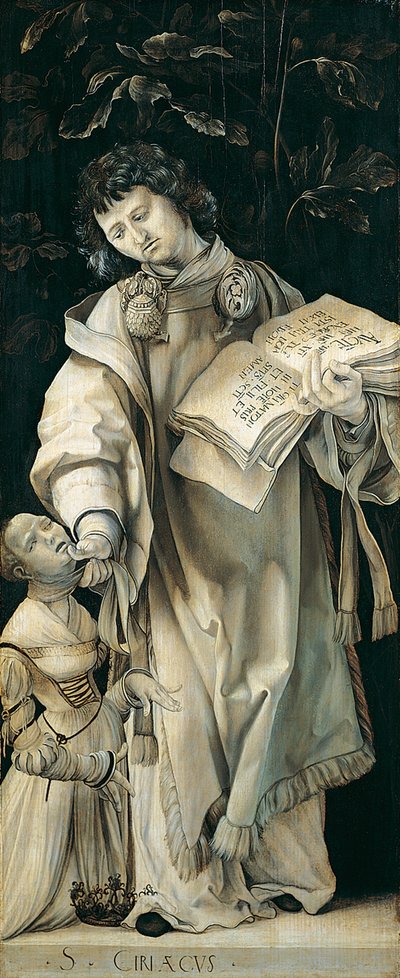 Painel do Altar Heller representando St. Cyriacus de Matthias Grünewald