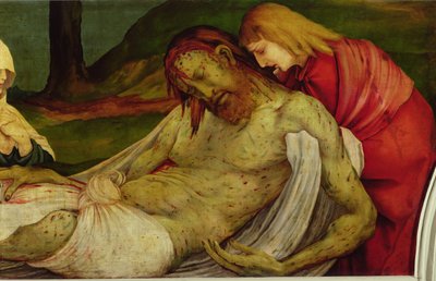 O Entombment do Retábulo de Isenheim, c.1512-16 de Matthias Grünewald