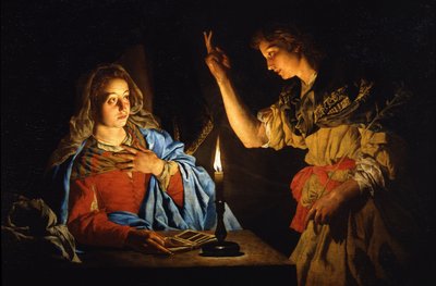 A Anunciação, início do século XVII. de Matthias Stomer