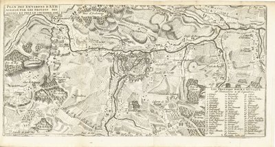 Beleg van Ath, 1706 Planta dos arredores de Ath sitiada pelas tropas dos aliados e tomada em 2 de outubro de 1706 (título no objeto) de Matthijs Pool (possibly)