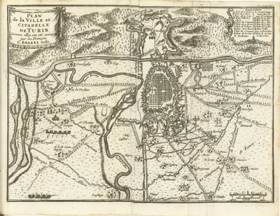 Beleg van Turijn, 1706 Plano da Cidade e Cidadela de Turim, como eles foram sitiados pelos franceses (título no objeto) de Matthijs Pool (possibly)