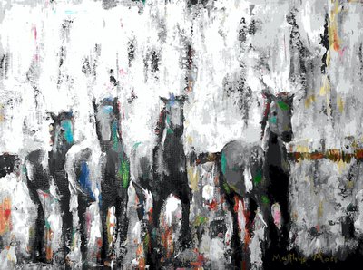 Cavalos a correr em movimento de Matthys Moss