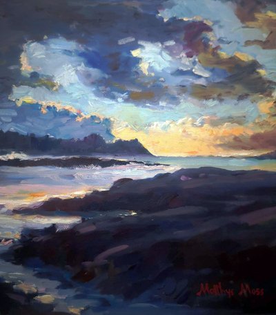 Um pôr-do-sol vibrante na costa de Matthys Moss