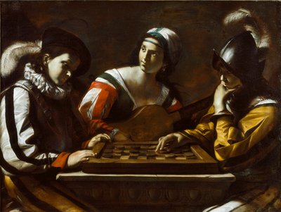O Jogo das Damas, 1630s de Mattia Preti