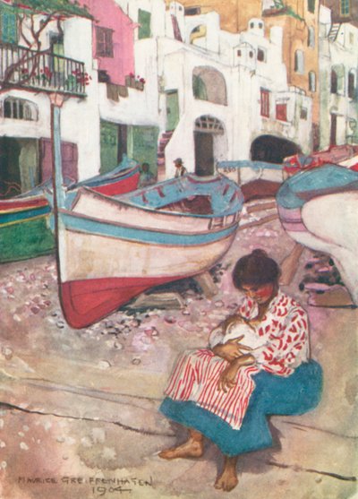 A mulher de um pescador capriota (litografia a cores) de Maurice (after) Greiffenhagen
