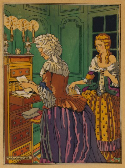 Ilustração para Les Liaisons Dangereuses de Choderlos De Laclos (lito a cores) de Maurice Berty
