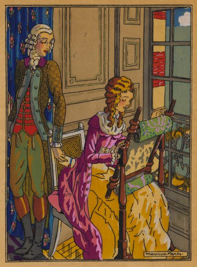 Ilustração para Les Liaisons Dangereuses de Choderlos De Laclos (cor litho) de Maurice Berty