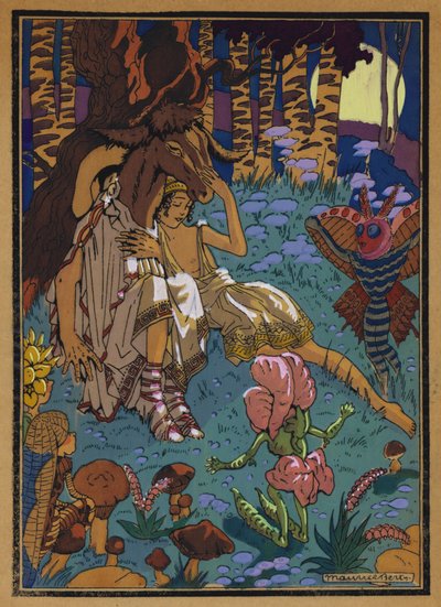 Ilustração para Sonho de uma noite de verão de Shakespeare (lito colorido) de Maurice Berty