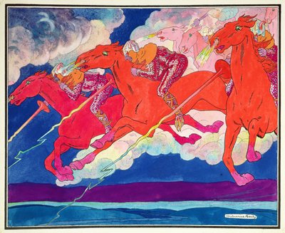 As Legiões de Átila Descendem do Céu, c.1920 (aquarela sobre papel) de Maurice Berty